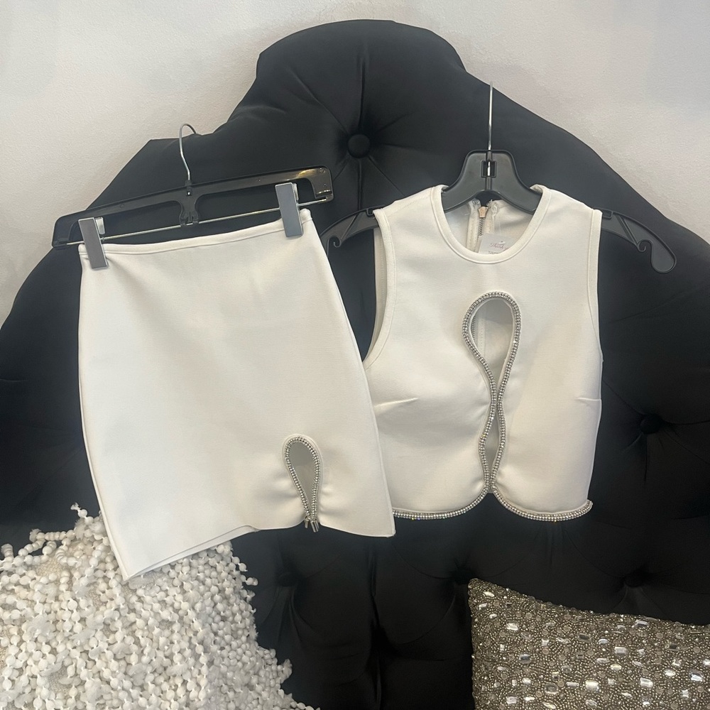 Two piece short skirt bandage skirt set